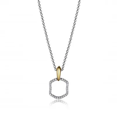 Elle 17+2" 2-Tone Cubic Zirconia Pendant Necklace