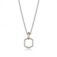 Elle 17+2" 2-Tone Cubic Zirconia Pendant Necklace