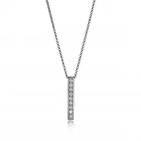 Elle Cubic Zirconia Vertical Bar Necklace 16" with 2" Extender