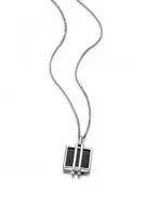 Elle Midnight Genuine Square Black Agate Necklace 16"+2" Extension