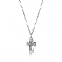 Elle "Scintillation" Small Cubic Zirconia Cross Necklace 18+2" Extension