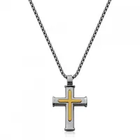 SteelX Stainless Steel 24" Gold Cross Pendant