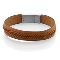 SteelX Brown Leather 8.25" Bracelet