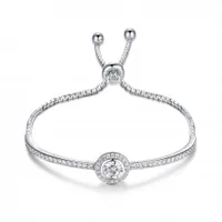 Sterling Silver Cubic Zirconia Bolo Bracelet