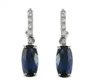 10K White Gold Created Blue & Created White Sapphire Earrings