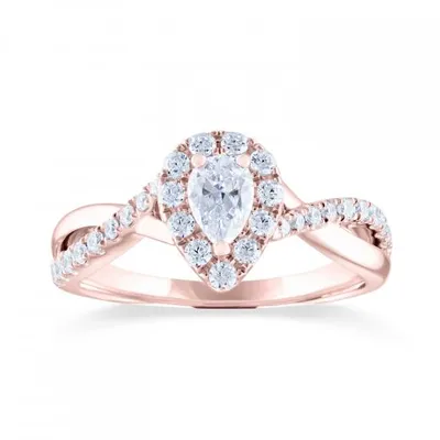 Diamond Revelations 14K Rose Gold Pear Shaped 0.70CTW Bridal Ring