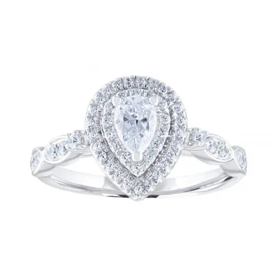 Diamond Revelations 14K White Gold 0.70CTW Pear Shaped Bridal Ring