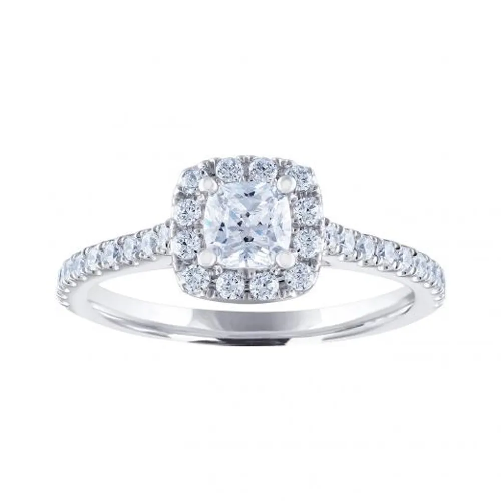 Diamond Revelations 14K White Gold 0.80CTW Cushion Cut Bridal Ring