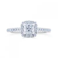 Diamond Revelations 14K White Gold 0.80CTW Cushion Cut Bridal Ring