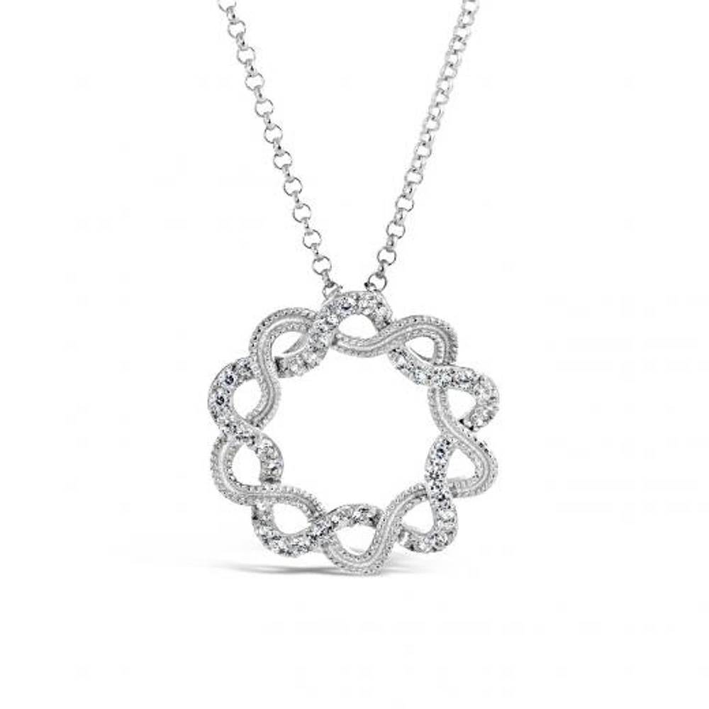 Sterling Silver 19" Cubic Zirconia Circle Swirl
