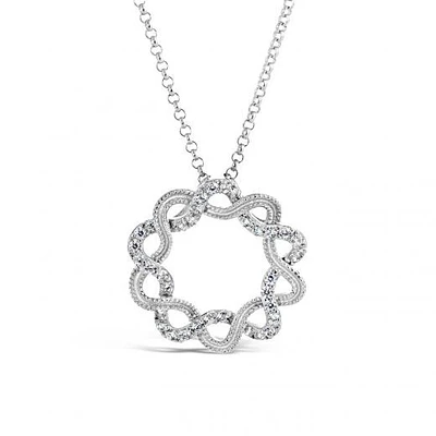 Sterling Silver 19" Cubic Zirconia Circle Swirl
