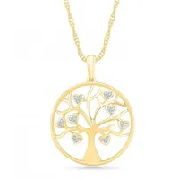 10K Yellow Gold 0.05CTW Diamond Tree Pendant