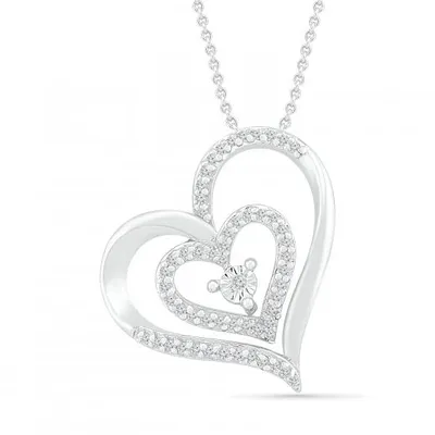 Sterling Silver 0.16CTW Diamond Heart Pendant