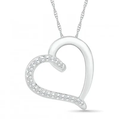 10K White Gold 0.04CTW Diamond Heart Pendant