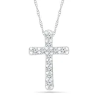 10K White Gold 0.08CTW Diamond Cross Pendant