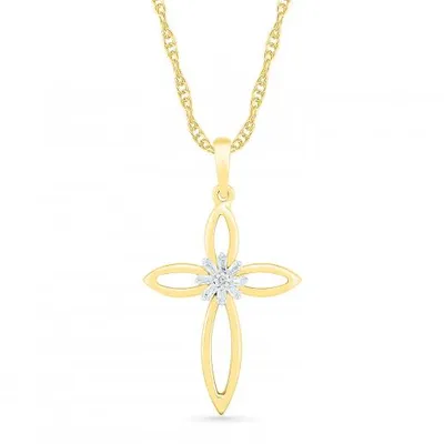 10K Yellow Gold 0.05CTW Diamond Cross Pendant