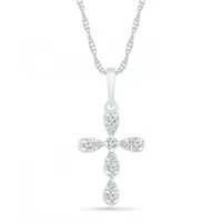 10K White Gold 0.10CTW Diamond Cross Pendant