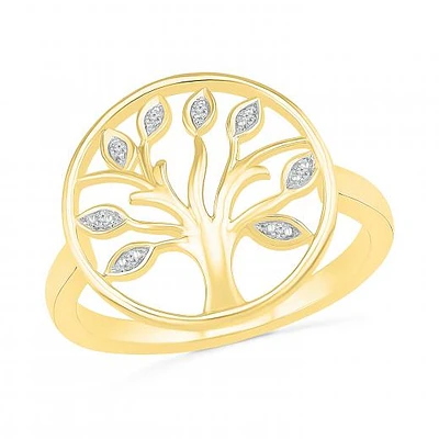 10K Yellow Gold 0.03CTW Diamond Tree Ring