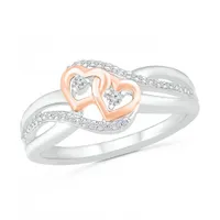 Sterling Silver & 10K Rose Gold 0.10CTW Diamond Ring