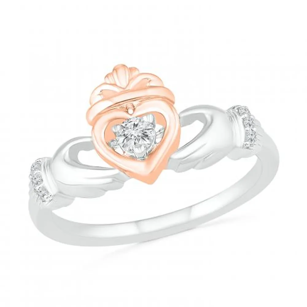 Sterling Silver & 10K Rose Gold Claddagh Ring