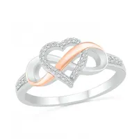 Sterling Silver & 10K Rose Gold 0.10CTW Diamond Ring