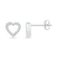 10K White Gold 0.05CTW Diamond Heart Earrings