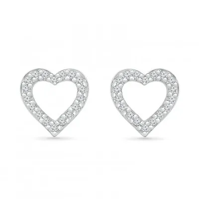 10K White Gold 0.05CTW Diamond Heart Earrings