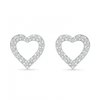 10K White Gold 0.05CTW Diamond Heart Earrings