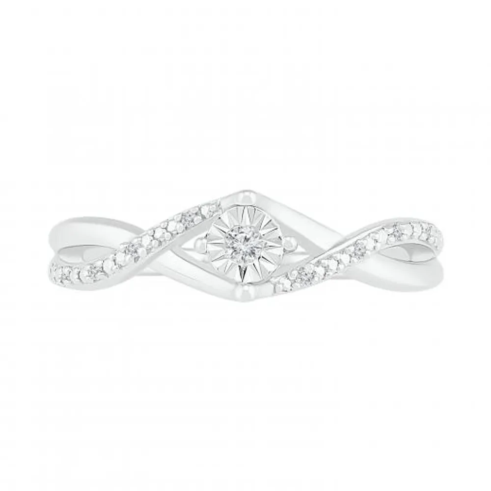 Sterling Silver 0.05CTW Diamond Ring