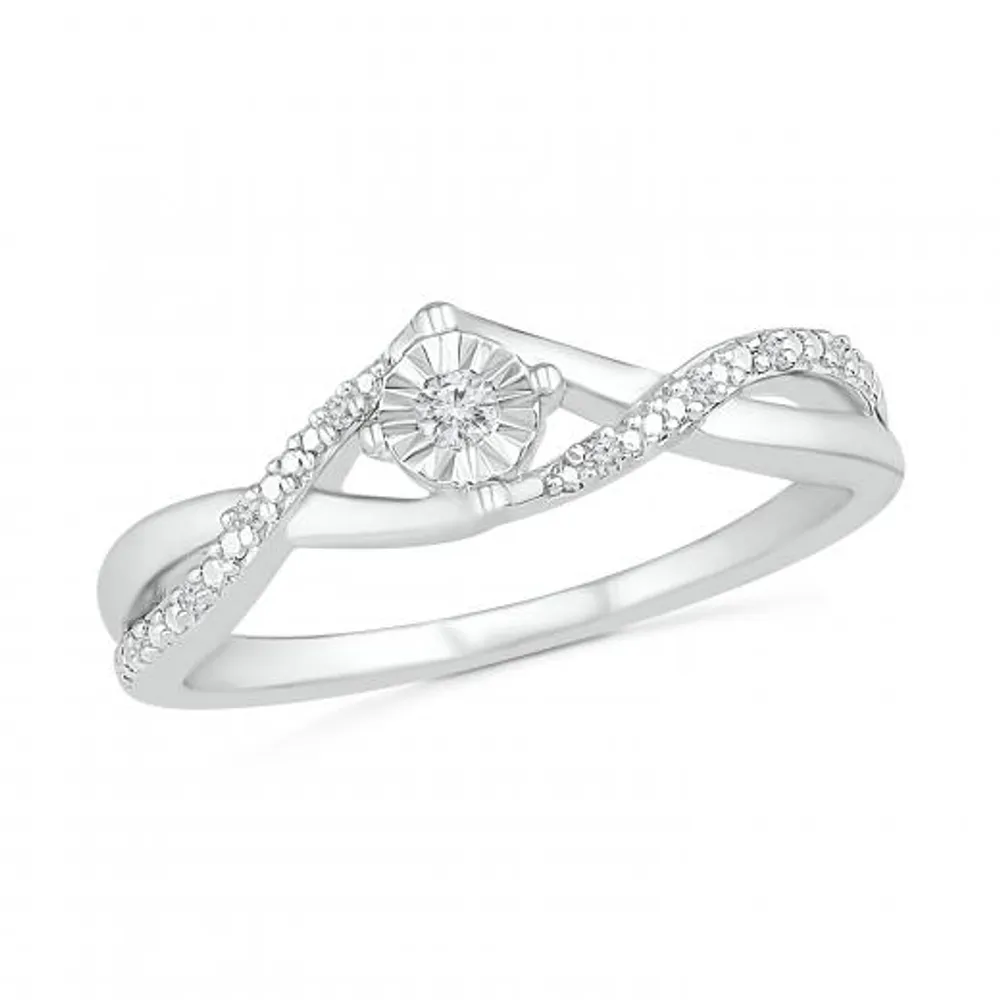 Sterling Silver 0.05CTW Diamond Ring