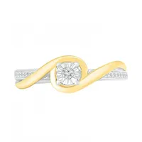 Sterling Silver & 10K Yellow Gold 0.10CTW Diamond Ring