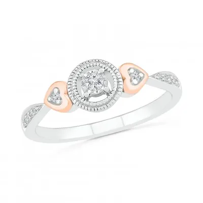 Sterling Silver & 10K Rose Gold 0.10CTW Diamond Ring