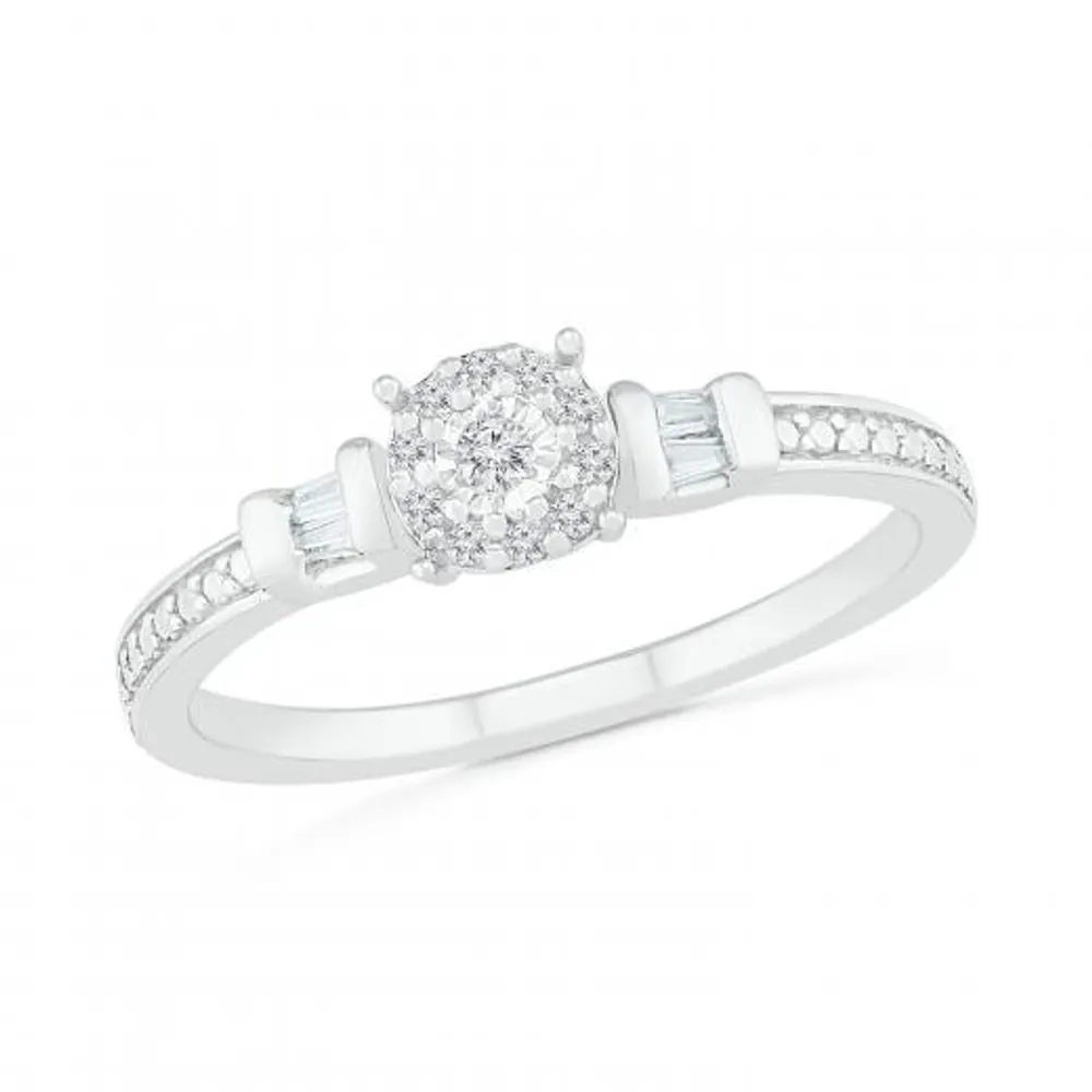 10K White Gold 0.12CTW Diamond Ring