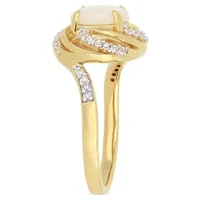 Julianna B Yellow Plated Sterling Silver Opal White Topaz & Diamond Accent Ring