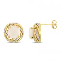 Julianna B Yellow Plated Sterling Silver Opal & White Topaz Earrings