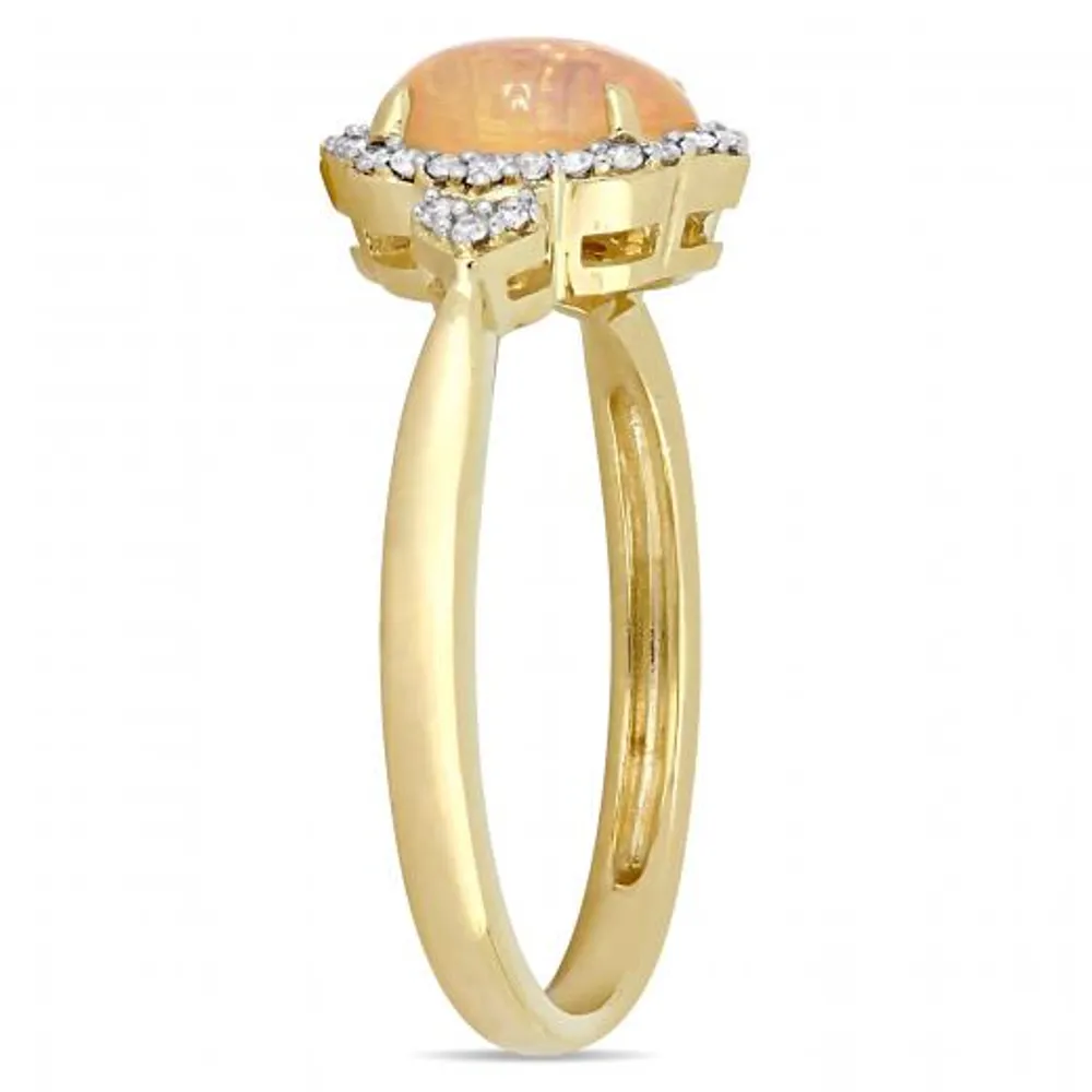 Julianna B 10K Yellow Gold Ethiopian Opal and Diamond Halo Ring