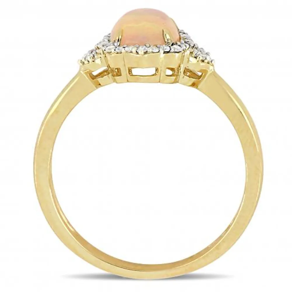 Julianna B 10K Yellow Gold Ethiopian Opal and Diamond Halo Ring