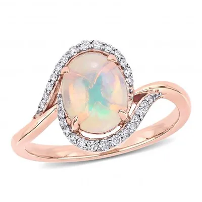 Julianna B 10K Rose Gold Ethiopian Blue Opal & 0.15CTW Diamond Ring