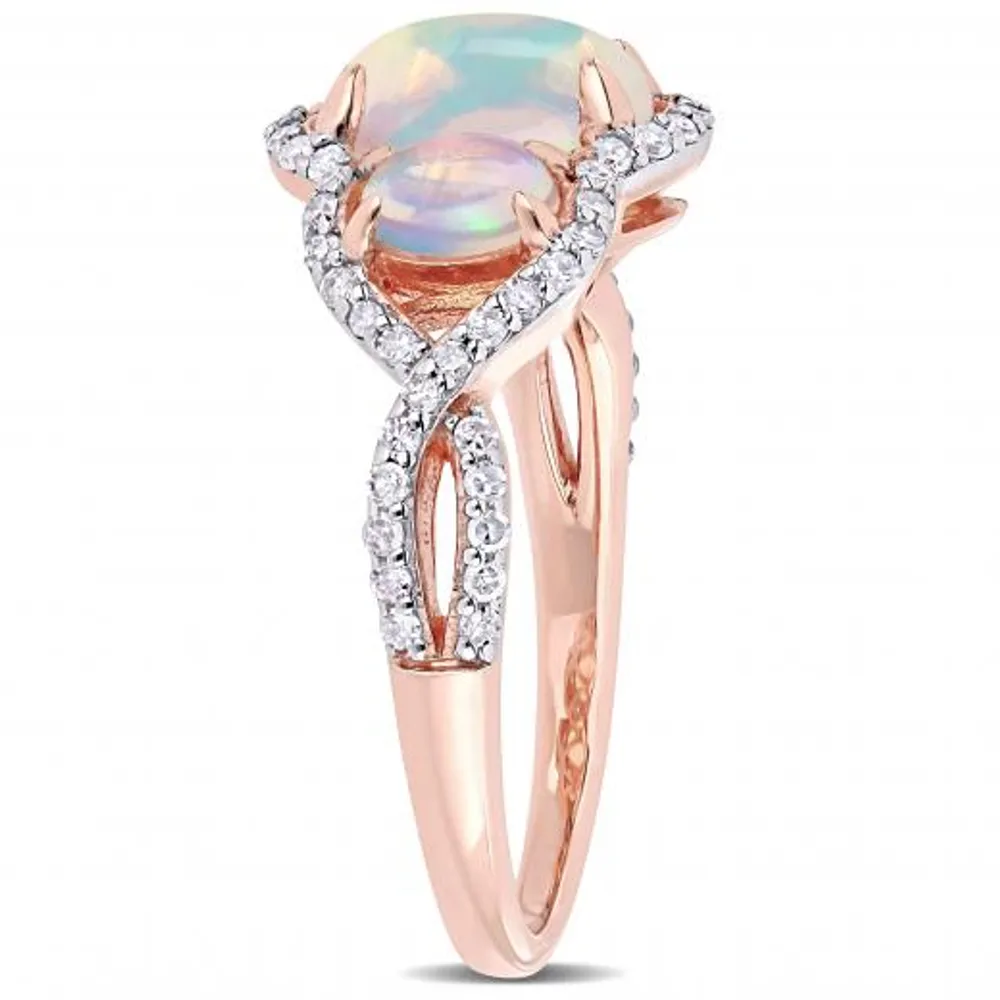 Julianna B 10K Rose Gold Ethiopian Blue Opal & 0.33CTW Diamond Ring