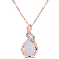 Julianna B 10K Rose Gold Ethiopian Blue-Opal and Diamond-Accent Twist Pendant