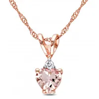 Julianna B 10K Rose Gold Heart Shaped Morganite and Diamond Pendant