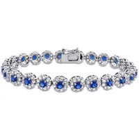 Julianna B Sterling Silver 7" Created Blue & White Sapphire Bracelet