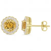 Julianna B Yellow Plated Sterling Silver Citrine 0.10CTW Diamond Earrings