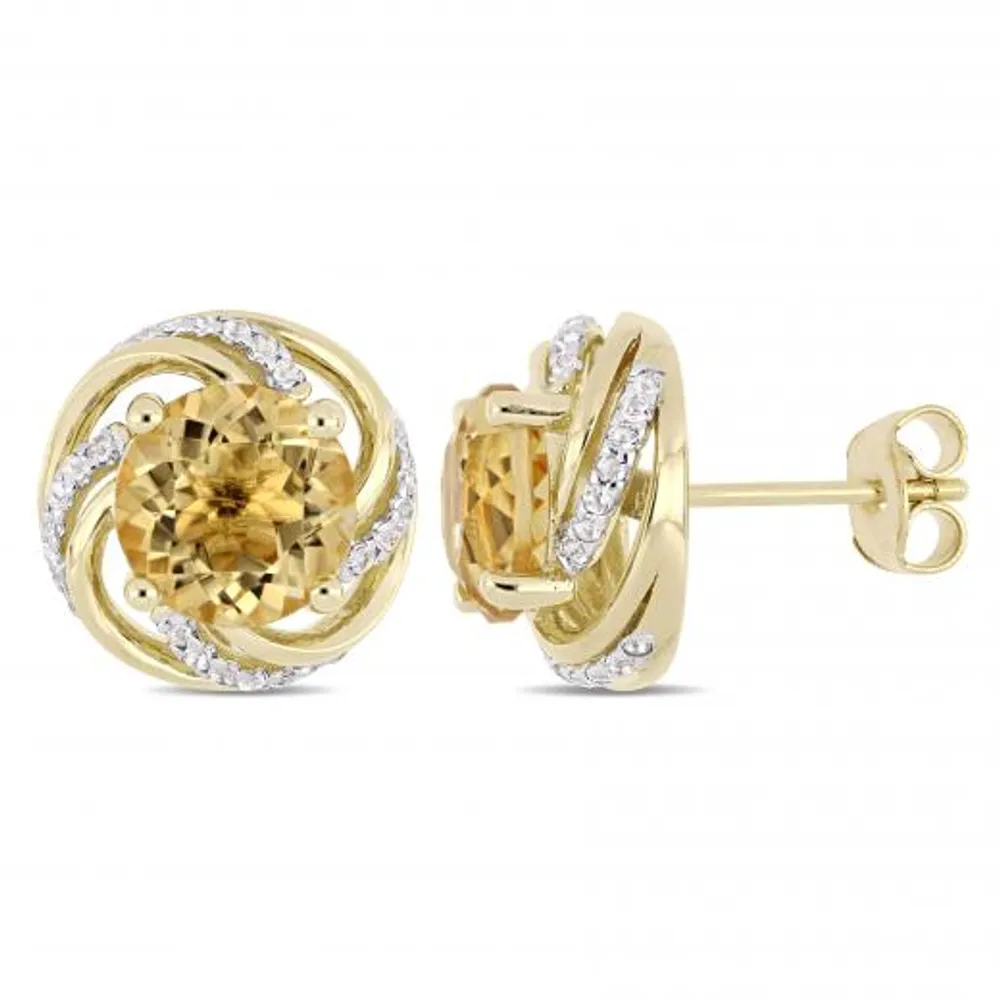 Julianna B Yellow Plated Sterling Silver Citrine & White Topaz Earrings