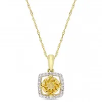 Julianna B 10K Yellow Gold Citrine and 0.10CTW Diamond Square Halo Pendant