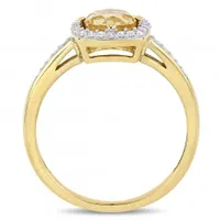 Julianna B 10K Yellow Gold Citrine and 0.14CTW Diamond Halo Ring