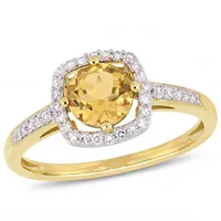 Julianna B 10K Yellow Gold Citrine and 0.14CTW Diamond Halo Ring