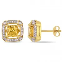 Julianna B 10K Yellow Gold Citrine White Sapphire & 0.02CTW Diamond Earrings