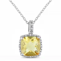 Julianna B Sterling Silver Citrine & 0.10CTW Diamond Pendant with Chain