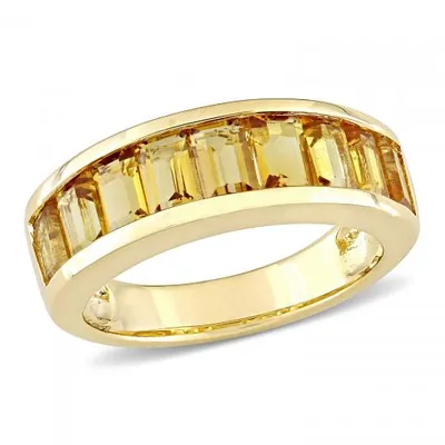 Julianna B Sterling Silver Baguette-Cut Citrine Semi-Eternity Anniversary Band